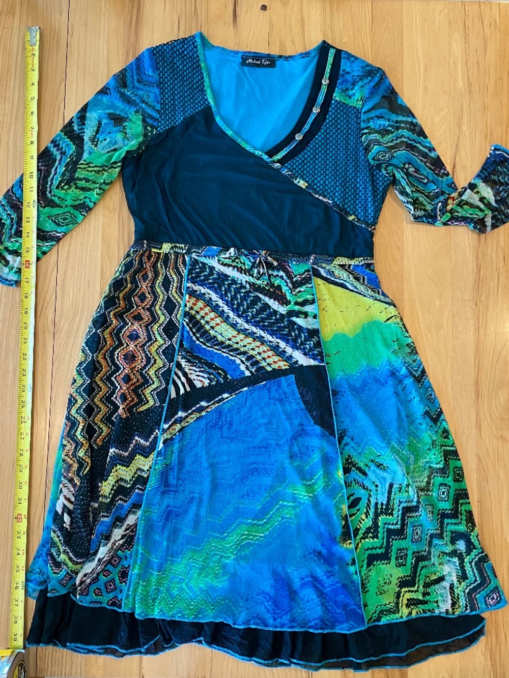 multi color sheer sleeves unique dress